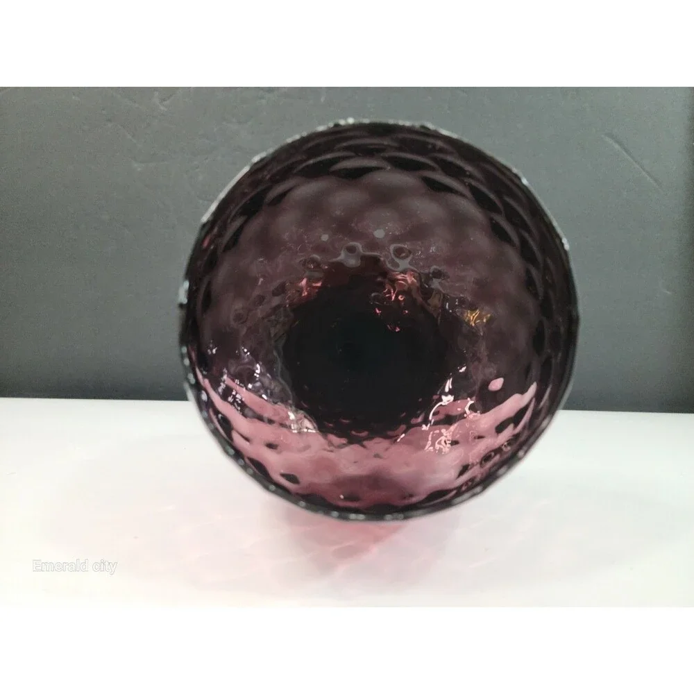 Vtg Empoli Brandy Snifter Amethyst Purple Diamond OPTIC Italy Art Glass Vase